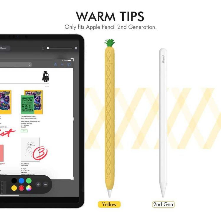 AhaStyle Summer Pineapple Molding Case Suitable for Apple Pencil 2nd Generation, Premium Silicone material, Unique Design and Durable Compatible with Apple Pencil 2nd Gen