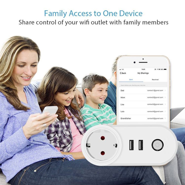 Porodo Lifestyle Smart Wi-Fi Plug with Dual USB-A Ports & AC Socket, Up to 30m Indoor & 50m Outdoor Wi-Fi Range, iOS & Android App Compatibility, Voice Control, Set Schedule, IFTTT, Google Assistant & Alexa Support - White