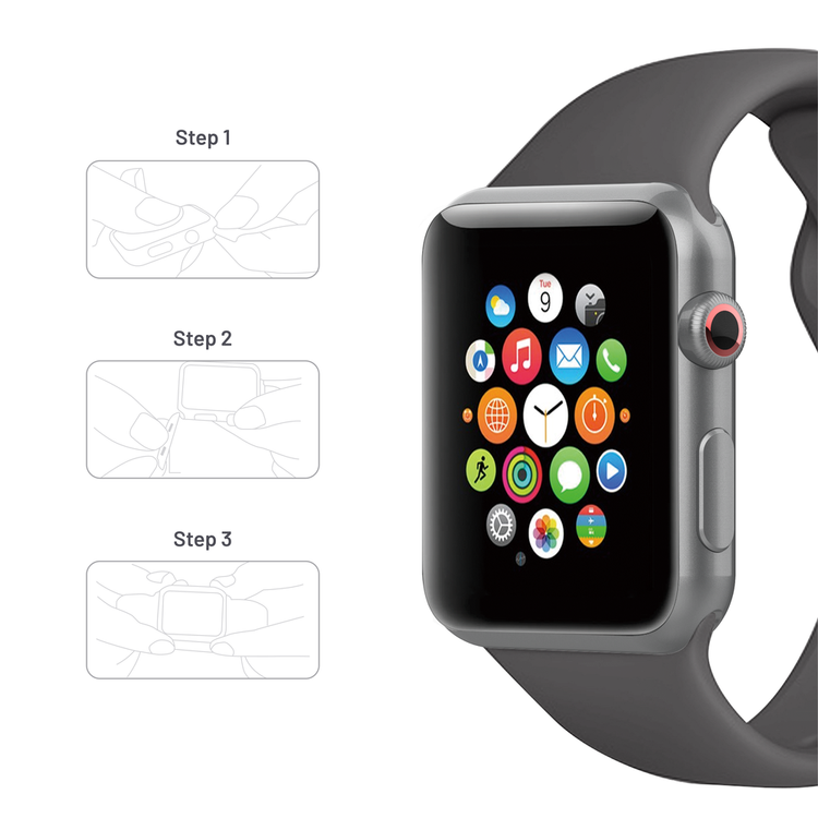 Porodo iGuard Silicone Loop Watch Band for Apple Watch 42/44/45mm, Easy Attachment & Detachment, Comfort Fit, Compatible with  Apple Watch Series 4/5/6/7/SE, User Friendly, Lightweight, Adjustable, High Quality - Grey