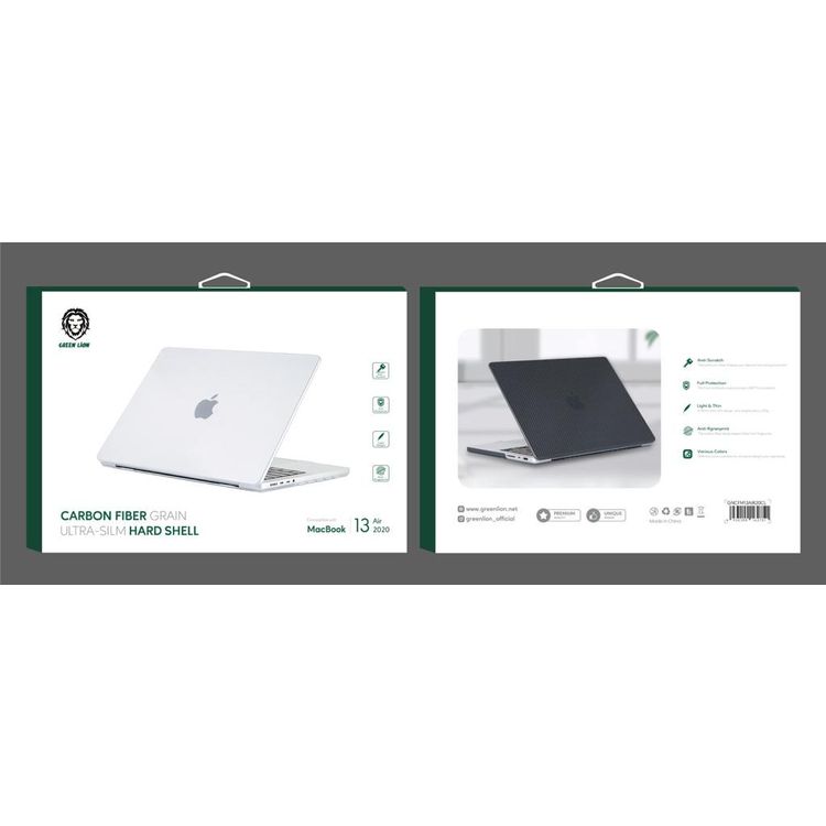 Green Lion Carbon Fiber Grain Hard Shell Case for MacBook Pro 13" with Anti-Scratch, 360° Full Protection, Lightweight & Thin - Clear