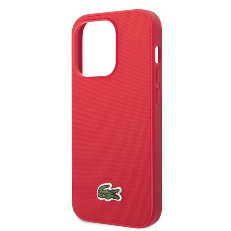 Lacoste HC MagSafe Iconic Petit Pique PU Woven Logo for iPhone 15 Series - Red - iPhone 15 Pro