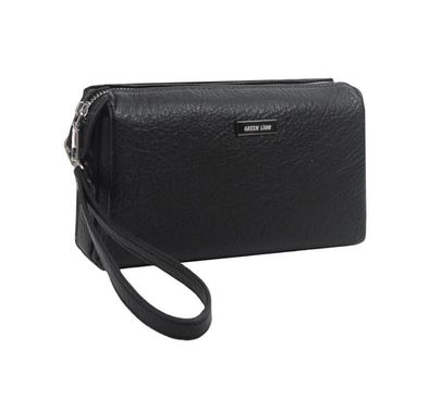 Green Lion Marly Clutch Bag with Water-Resistant PU Leather Material, Delicate Texture, Easy to Handle, Large Capacity, Multiple Pockets - Black