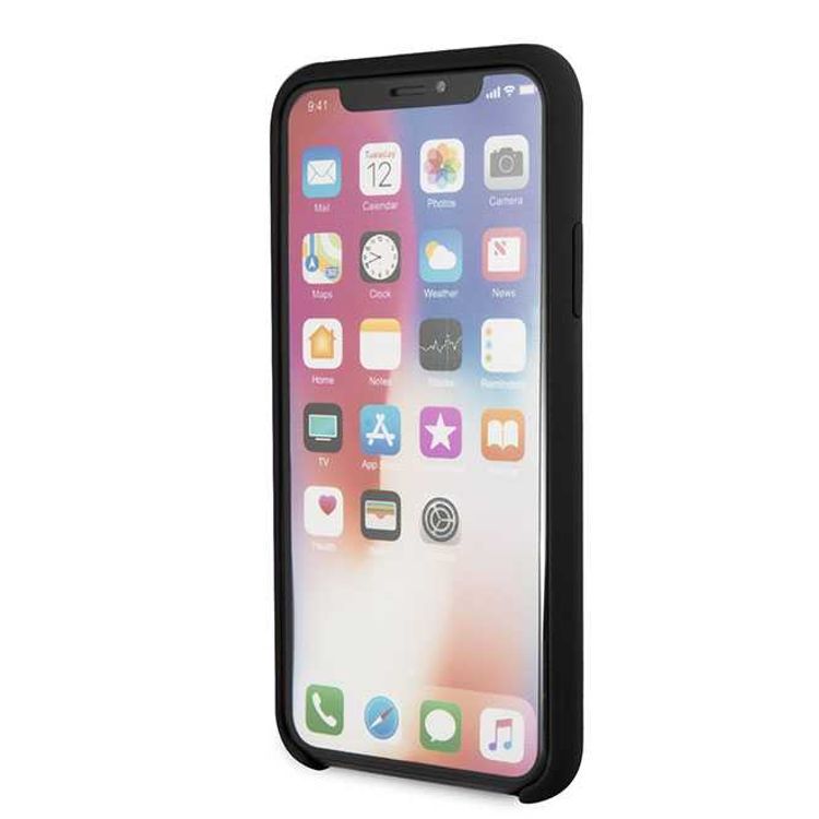 CG MOBILE Guess Silicone Phone Case Compatible for Apple iPhone X (5.8") Anti-Scratch Mobile Case Officially Licensed - Black