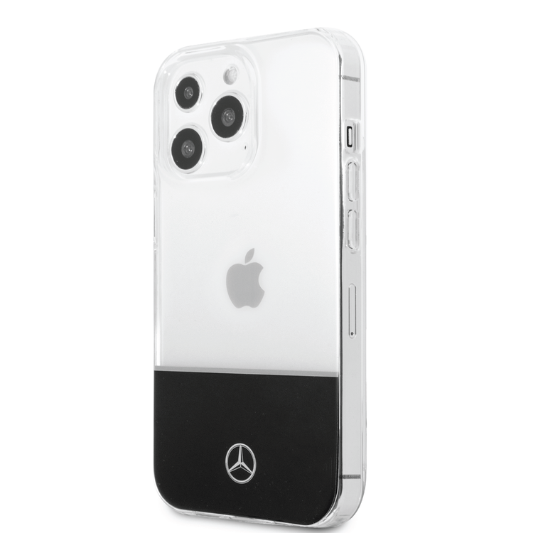 Mercedes-Benz PC/TPU Case with Silver Electroplated Middle Line iPhone 14 Pro Max Compatibility - Transparent