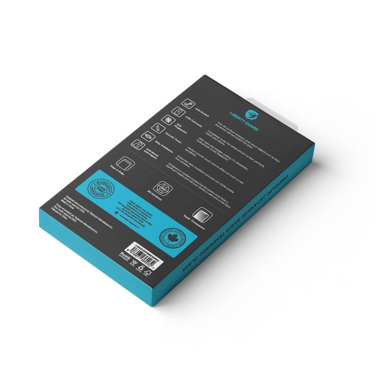 واقي شاشة Liberty Guard Azure Full Cover Black بحافة مدورة لهاتف iPhone 12 Pro، مضاد للصدمات والتأثير - أسود