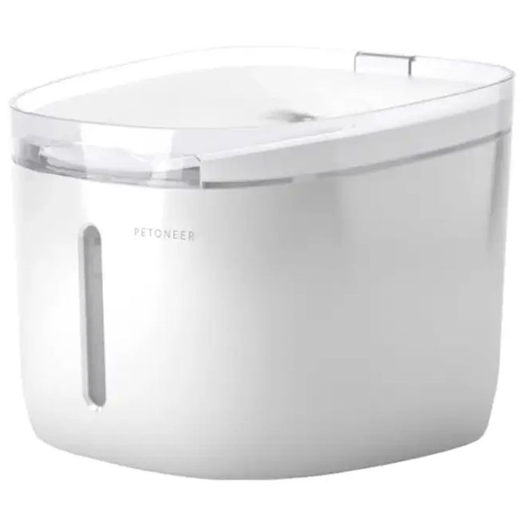 Petoneer Fresco Mini Plus Fountain with 1.9L Capacity, 5 Filtration Stages, Up to 7° Tilting Angle, Large Drinking Container, LED Indicator, Anti-Slip Pad, UV Sterilizing Tube - White