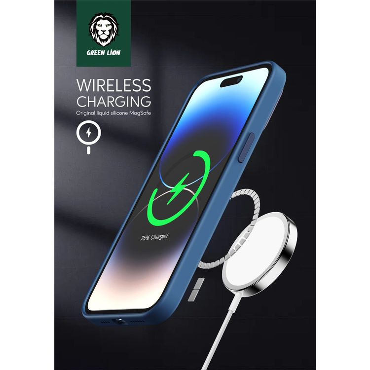 Green Lion MagSafe Silicone Case iPhone 14 Pro Max - Black