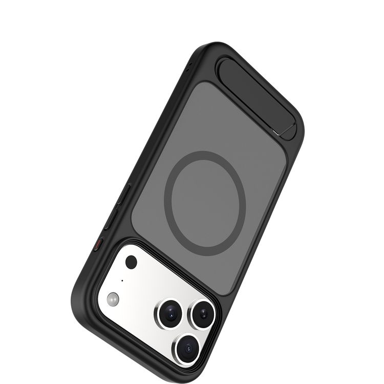 Levelo Matteo Hybrid Kickstand Case with Matte Design for iPhone 17 Pro, Anti-Fingerprint Coating, Impact-Resistant Corners, Raised Bezels for Camera & Screen, MagSafe Compatible, Shock-Resistant Bumper, Drop-Tested - Black