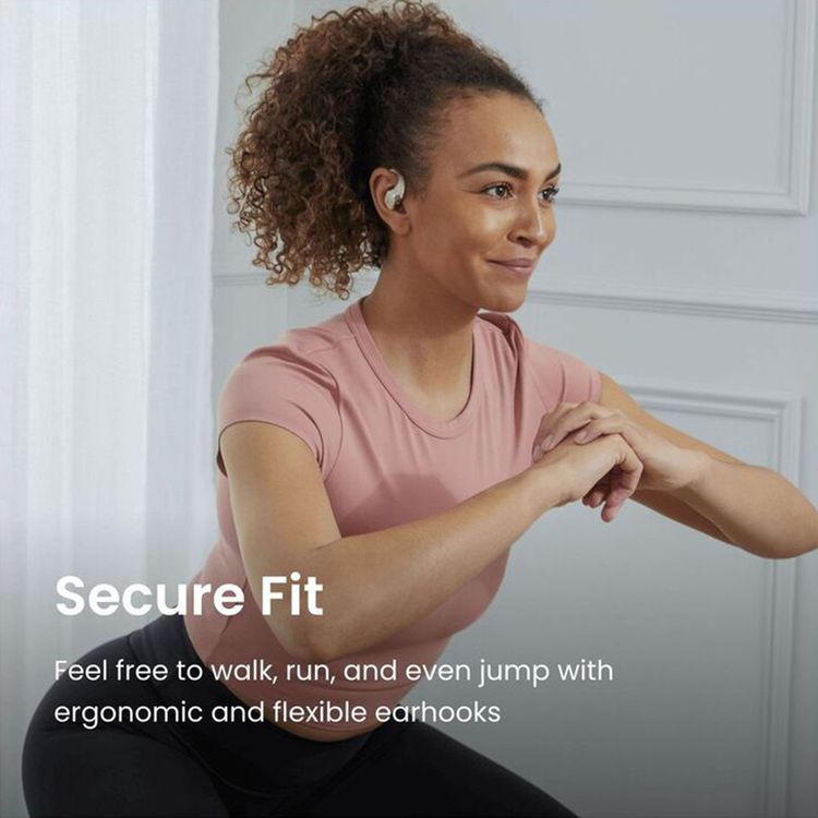SHOKZ OpenFit True Wireless Earphones, Up to 28 Hours Battery Life, Up to 120 Minutes Charging Time, Built-in Microphone, AI Call Noise Reduction, 10 m Wireless Range - Beige