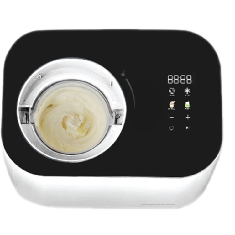 Powerology Ice Cream & Frozen Yogurt Machine with 4 Mixing Modes, 1L Capacity, 50 to 60 Minutes Preparation Time, Low-Noise Operation, 100W Cooling Power - White