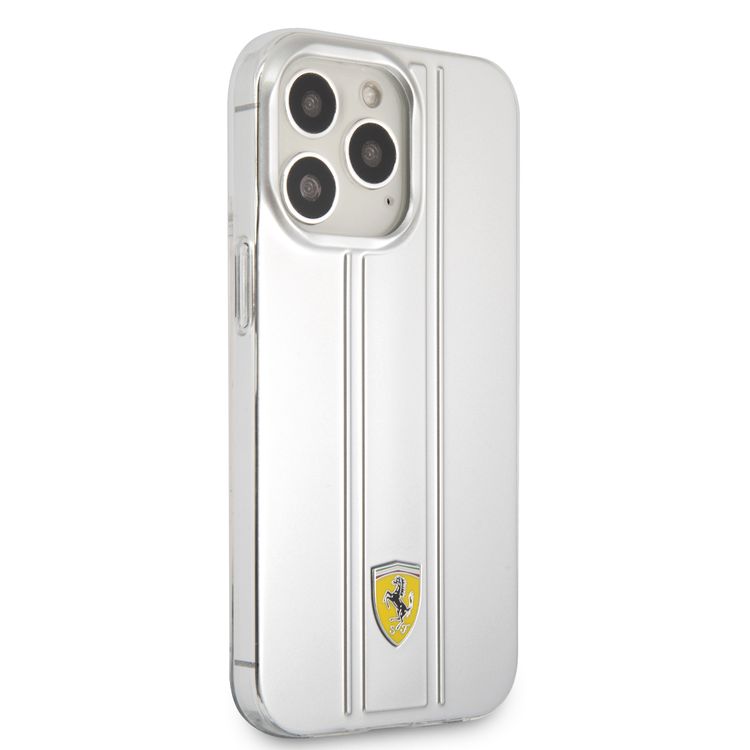 CG MOBILE Ferrari PC/TPU Transparent Hard Case with 3D Stripes Compatible for iPhone 13 Pro Max (6.7") Scratches Resistant, Easy Access to All Ports