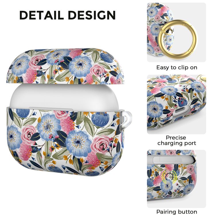 AhaStyle Premium TPU Rugged Hard Shell Design Case with Anti-Lost Ring Compatible for AirPods Pro, Scratch Resistant, Shock Absorption, Drop Protection, & Dustproof Protective Hard Shell Cover Suitable with Wireless Charging -