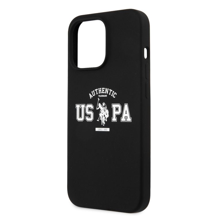 CG MOBILE U.S. Polo Assn. Liquid Silicone Authentic Logo for iPhone 13 Pro Max (6.7") Shock Absorption Protective Suitable with Wireless Chargers Officially Licensed Black