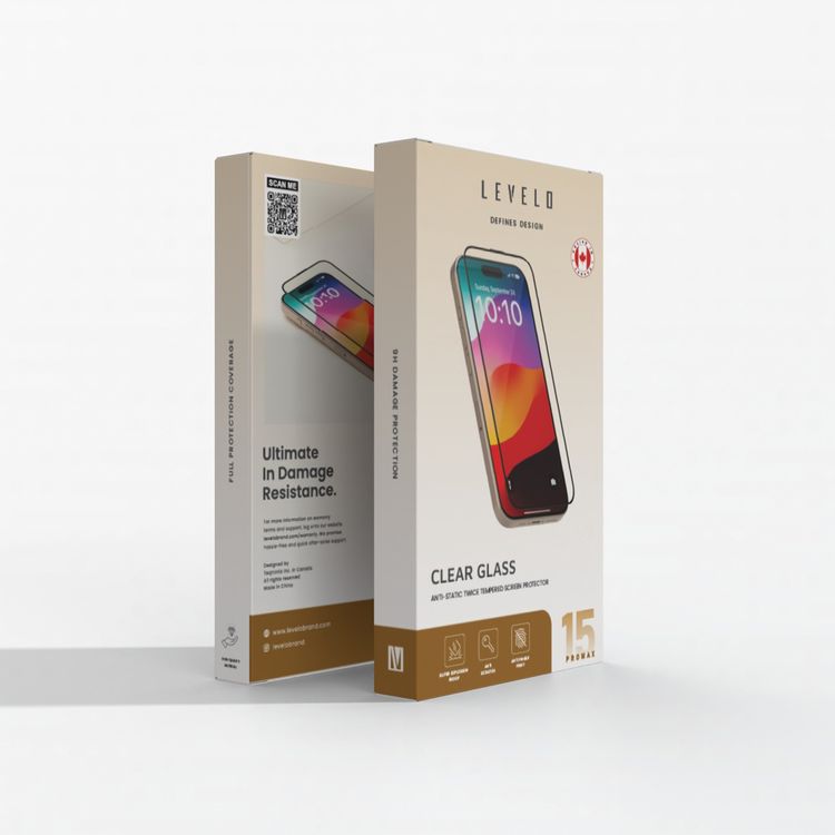Levelo Twice-Tempered Clear Screen Protector for iPhone 15 Pro Max, Anti-Fingerprint, Full Protection Coverage, Anti-Scratch, Explosion-Proof Design, Anti-Static - Black