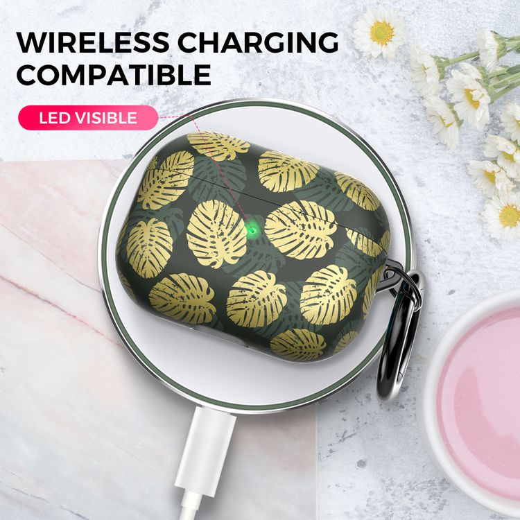 AhaStyle Premium TPU IMD Patterns Case with Anti-Lost Ring Compatible for AirPods Pro, Scratch Resistant, Shock Absorption, Drop Protection, & Dustproof Protective Hard Shell