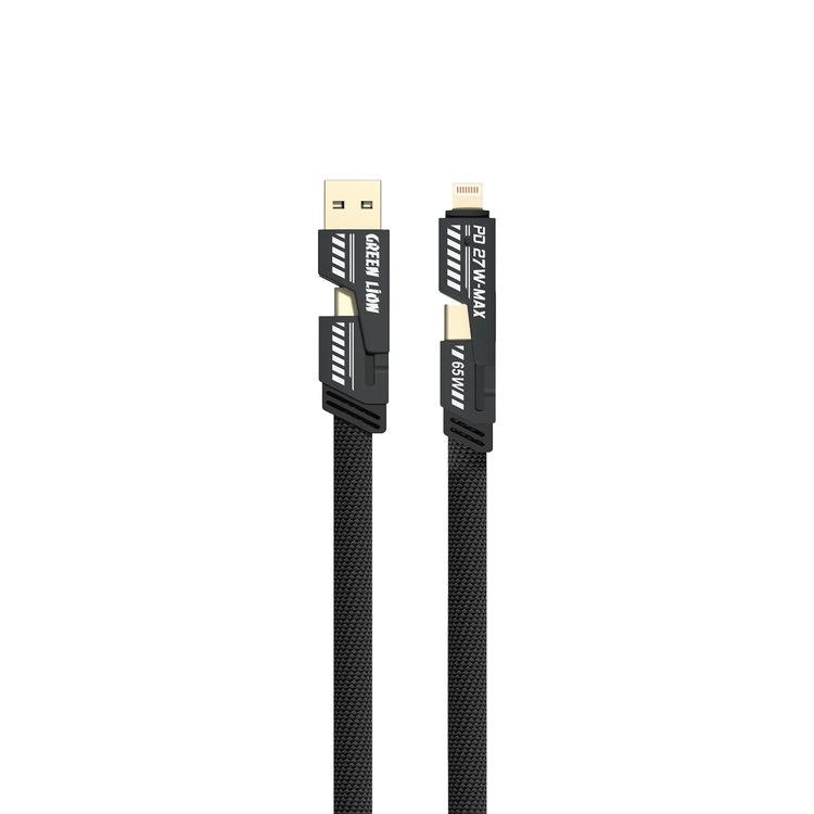 بنك الطاقة جرين ليون كونتينر بسعة 50000mAh مع كابل شحن 4 في 1، مصباح يدوي مدمج، عرض رقمي، شحن سريع PD20W، QC3.0 22.5W، حزام حمل مدمج - لون أسود.