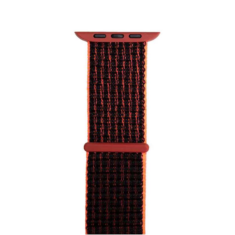 Porodo Nylon Watch Band Compatible For Apple Watch 44mm/42 - Black /Red 