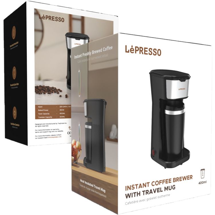 LePresso 450W Coffee Maker with Travelling Mug  - Black