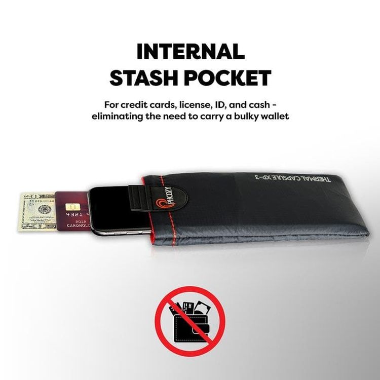 Phoozy XP3 Series Thermal Mobile Phone Case Capsule with Internal Stash Pocket, Insulated Ultra-Slim Weatherproof Pouch, Extends Battery Life, Drop Protection - Black (Medium)