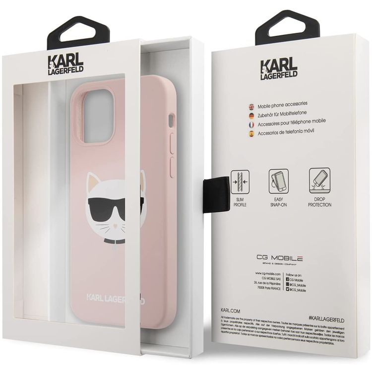 Karl Lagerfeld Silicone Hard Case Choupette Head for iPhone 12 / 12 Pro (6.1") - Pink