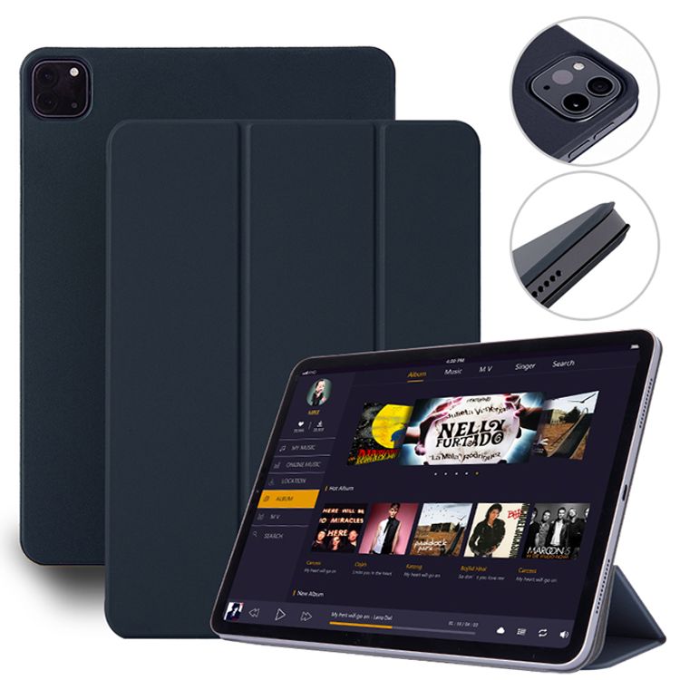 Devia Intelligent Both Sides Magnetic Leather Case with Pencil Slot Compatible for iPad Pro 12.9" (2021) Lightweight & Thin Design Cover with Intelligent Sleep & Adjustable Bracket