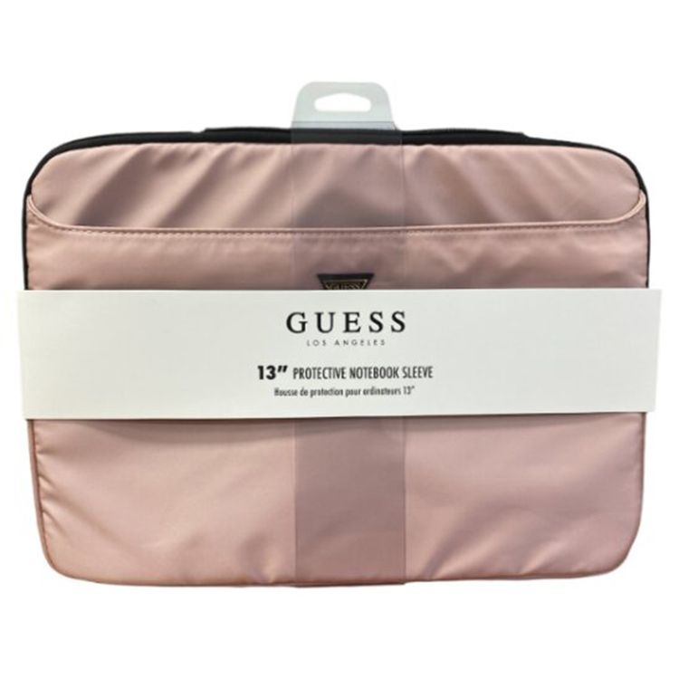 Guess Laptop Sleeve for Computer 13" with High-Quality Nylon Material, 3 Pockets, Zipper Closure, Water-Resistant - Light Pink