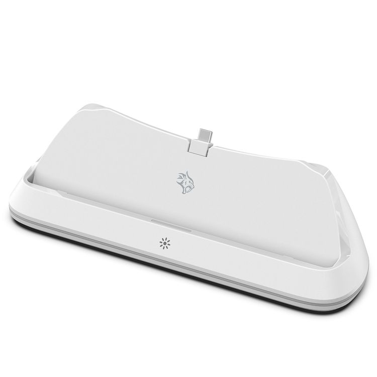 Porodo Gaming PlayStation Portal Charging Dock with RGB Lights, Type-C Connector, 3.5 Hours Charging Time, Built-in Safeguards, Anti-Slip Base, Magnetic Charging - White