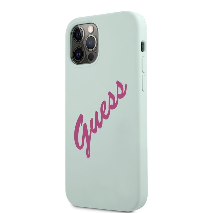 CG MOBILE Guess Silicone Vintage Hard Case With Pink Script, Easy Access to All Ports, Anti-Scratch, Shock-Absorption & Drop Protection Back Cover