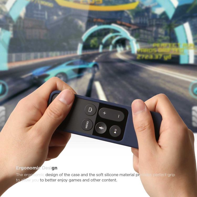 elago R1 Intelli Case Compatible with Apple TV Siri Remote 4K / 4th Generation - Magnet Technology, Shock Absorption - Jean Indigo