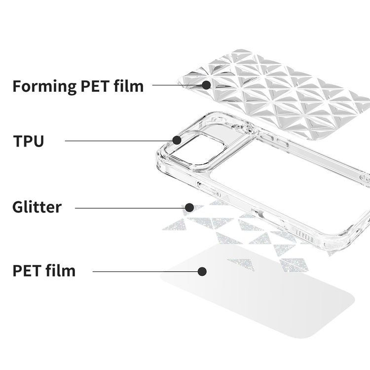 Levelo Hexa 3D Geometric Case for iPhone 17 Pro, Impact-Resistant Corners, Raised Bezels for Camera & Screen, Shock-Resistant Bumper, Ever-Clear Technology, Drop-Tested - White