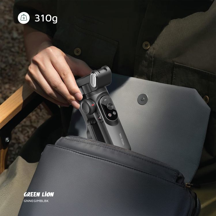 Green Lion New York Gimbal Smart Face Tracking with 6 Shooting Modes, Focus & Zoom Control, 310° Pan Rotation, 250g Load Capacity, Built-in Fill Light - Black