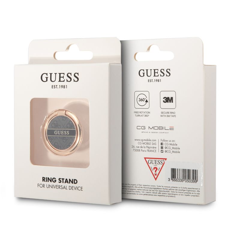 Guess Metal Ring Stand 4G, Compatible with All Smartphone - Black