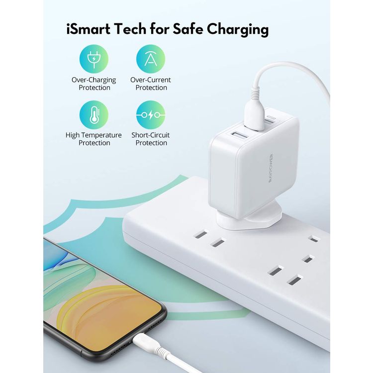RAVPower 3-Port USB Wall Charger 30W UK - White