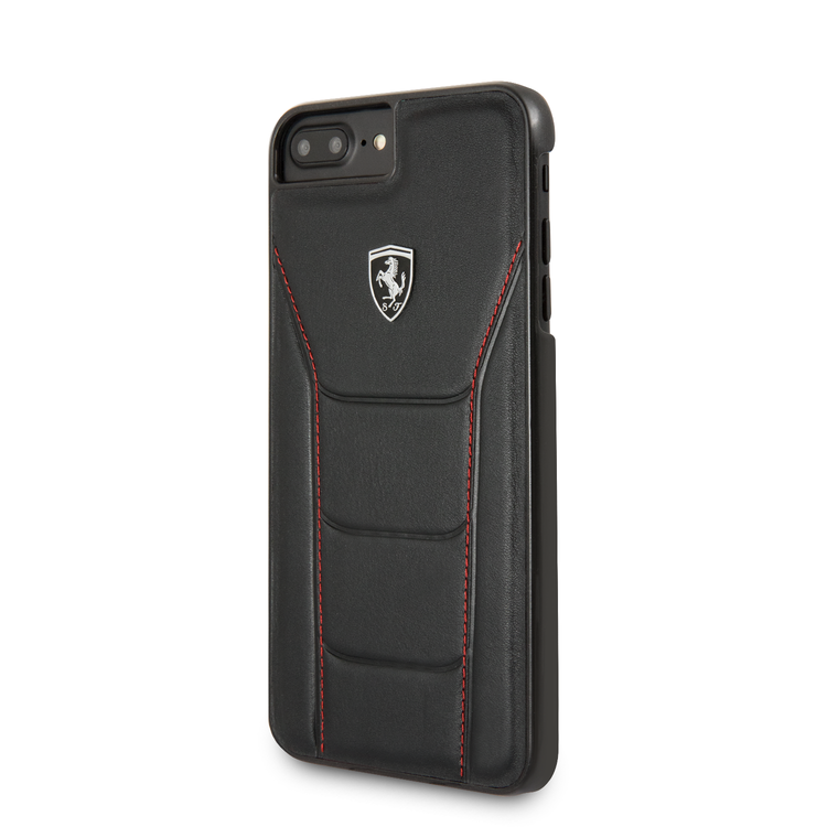 CG MOBILE Ferrari Heritage 488 Genuine Leather Hard Phone Case Compatible for iPhone 7 / 8 Plus | Shock & Scratch Resistant Mobile Case Officially Licensed - Black