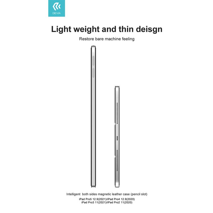 Devia Intelligent Both Sides Magnetic Leather Case with Pencil Slot Compatible for iPad Pro 11" (2021) Lightweight & Thin Design Cover with Intelligent Sleep & Adjustable Bracket