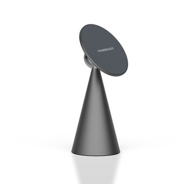 Powerology Desktop Conical MagSafe Phone Holder with 17*N5 Magnets, 360° Head Rotation, Anti Corrosion - Dark Gray