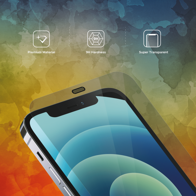 واقي شاشة ليبرتي جارد كامل الحواف المستديرة لهاتف iPhone 12 / 12 Pro مع فلتر للغبار، مضاد لبصمات الأصابع، معزز بشكل مزدوج - شفاف