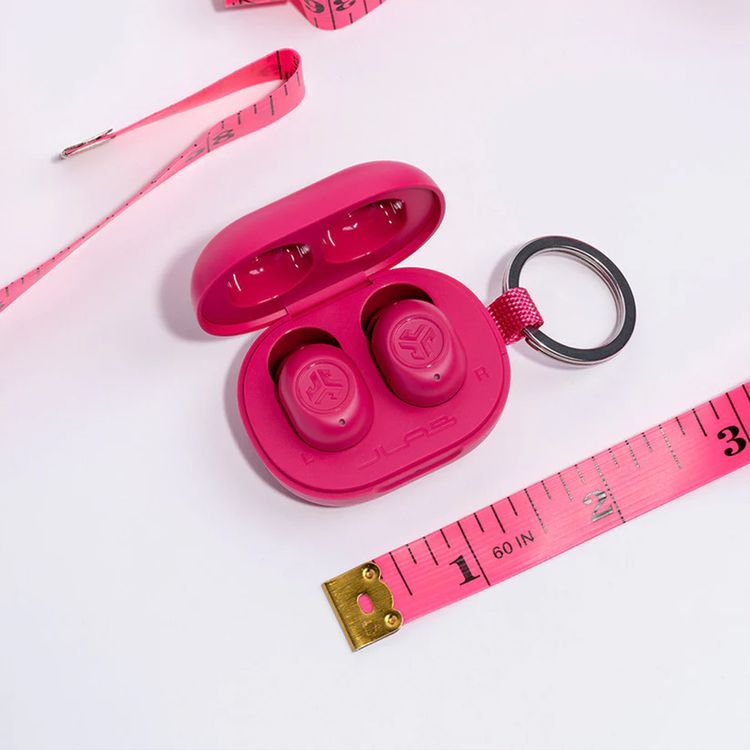 JLab JBuds Mini True Wireless Earbuds, Noise-Canceling, Quick Charge, Splashproof, 15 Minutes of Fast Charging Time, 20 Hours Total Playtime - Pink