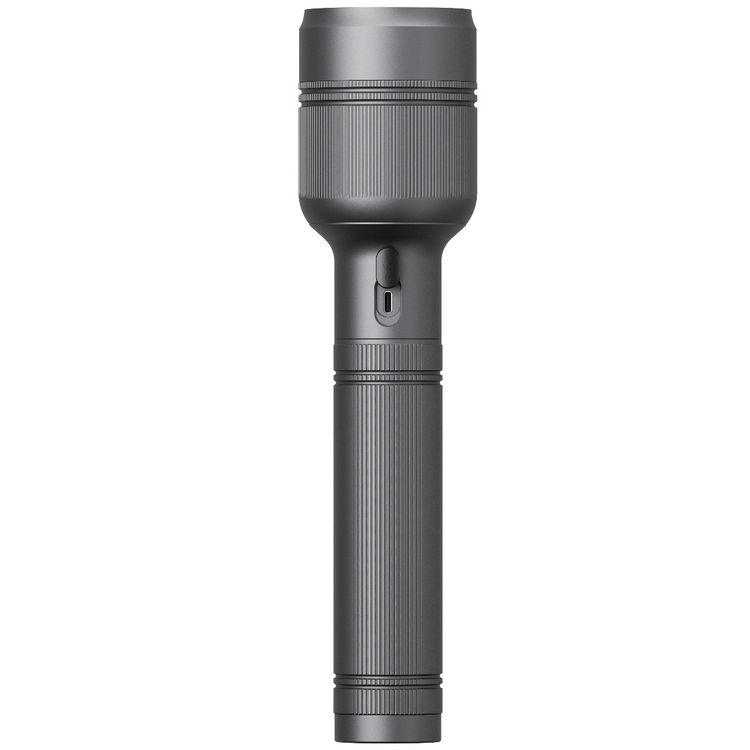 Porodo Lumalite 2500 Lumens Rechargeable Flashlight with Manual Zoom Control, Up to 5.6 Hours Working Time, Up to 700m Coverage Area, 10000mAh Battery, USB-C Charging Interface, Ultra-Bright Beam, Multi-Mode Operation - Gray