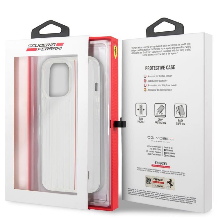 CG MOBILE Ferrari PC/TPU Hard Case with 3D Lines Contrasted Compatible for iPhone 13 Pro (6.1") Anti-Scratch, Easy Access to All Ports