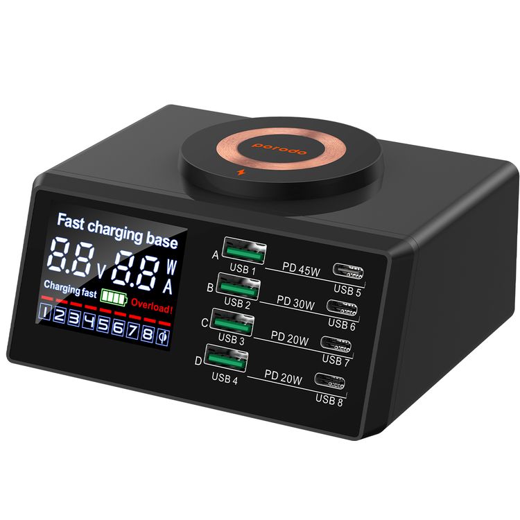 Porodo Multi-Port Charging HUB Real-Time  - Black