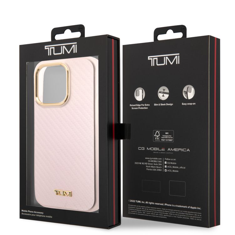Tumi HC Aluminium Carbon Pattern Case For iPhone 14 Pro Max - Pink