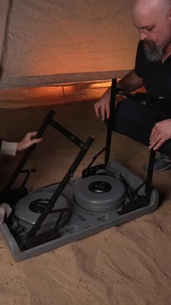 Shop Porodo Camping Foldable Desk and LED (White/Yellow) Stool Set (PD-CFDLDSTS-GY)