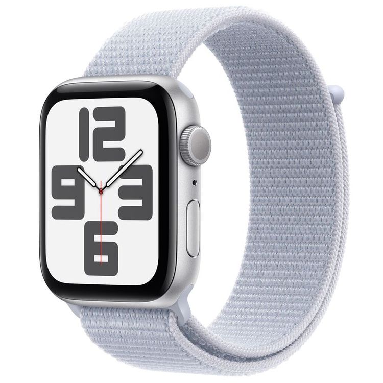Apple Watch SE 2024 GPS 40mm Silver Aluminum Case with Blue Cloud Sport Loop, Regular - Silver