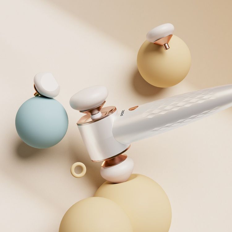 Porodo Magnetic Dual-Head Electric Beauty Blender with 3 Puffs, Up to 8 Hours Working Time, 5W Rated Power, USB-C Charging Port, Natural Airbrush Finish, 3 Speed Levels, 500mAh Battery - Beige