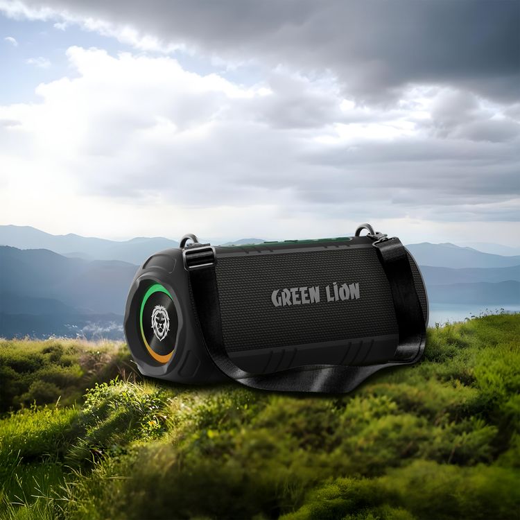 Green Lion Denali 20 Portable Speaker with Shoulder Strap, 10m Transmission Range, 20W Power, RGB Lights, 4.5 Hours Working Time, Dual Speakers - Black