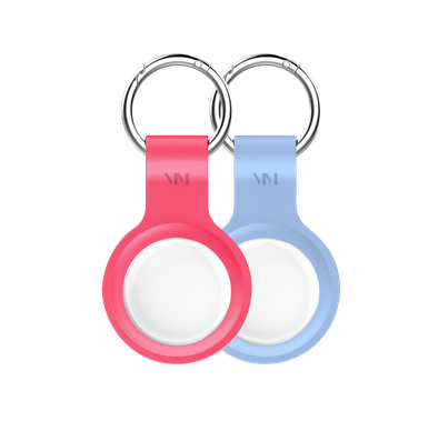 Viva Madrid Airtrax Flexo Duo Bundle Pack Silicone Case with AirTag, Scratch Protective Skin Cover, Anti-Lost Holder w/ Key Ring Suitable for AirTag Bluetooth Tracker Pink & Purple