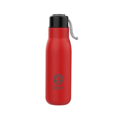 Green Lion Vacuum Flask Stainless Steel Water Bottle 500ml / 17oz with Strap, Aqua Max Double Vacuum Wall, Smudge Resistant, Scratch Defense & Condensation Proof - Red
