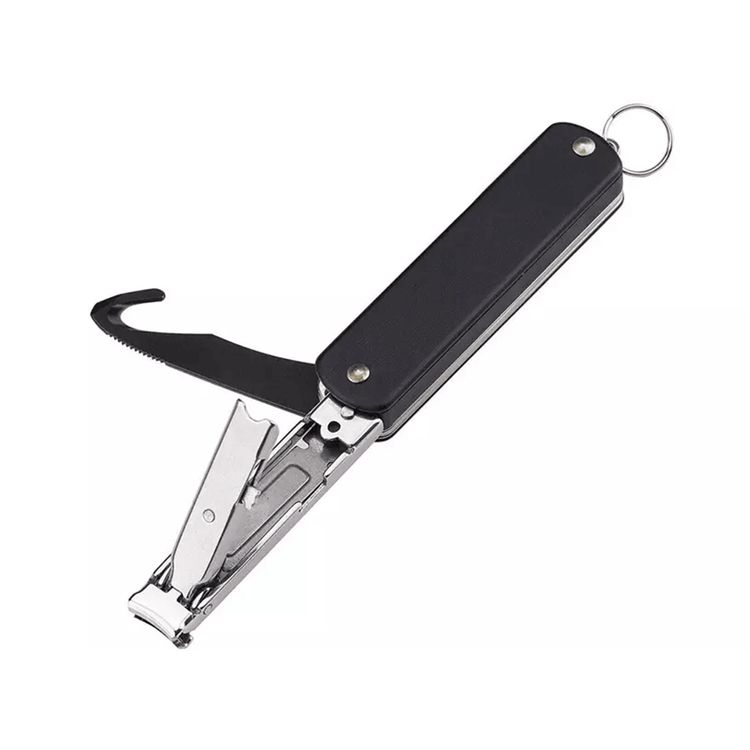 NexTool Multifunctional Folding Knife with Nail Clipper, Sharp Blades, Keychain Loop, File, Package Opener, Hook Cutter, Stainless Steel Material - Black