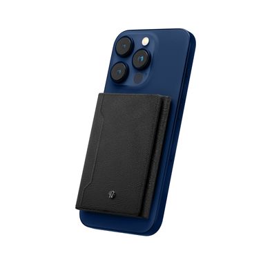 Levelo Mitte 8 in 1 Magsafe Cardholder Wallet, Folding Design, Strong Magnets, Saffiano Leather, Premium Material - Black